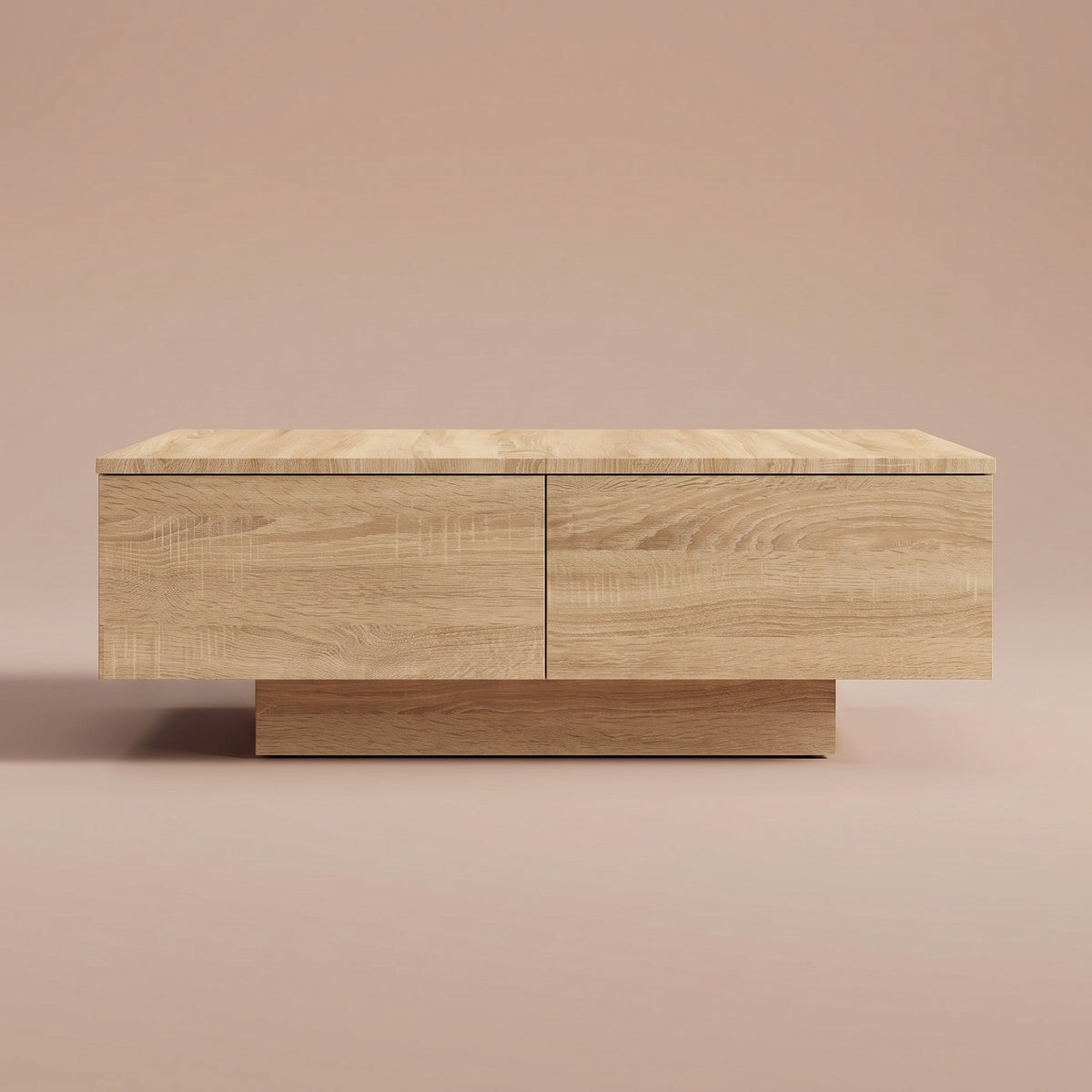 Table avec rangement Alcova, chêne sonoma – vue de face #Couleur_Chêne sonoma