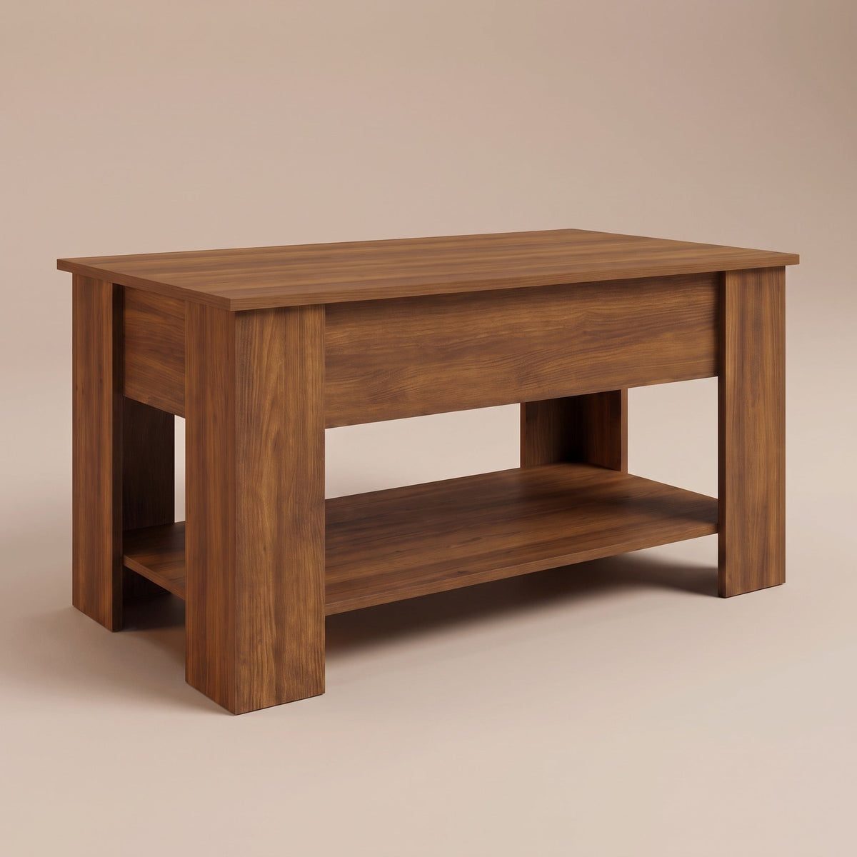 Table basse Aveline chêne marron fermée, vue de trois quarts #Dimensions_101 × 49 × 52 cm #Couleur_Chêne marron