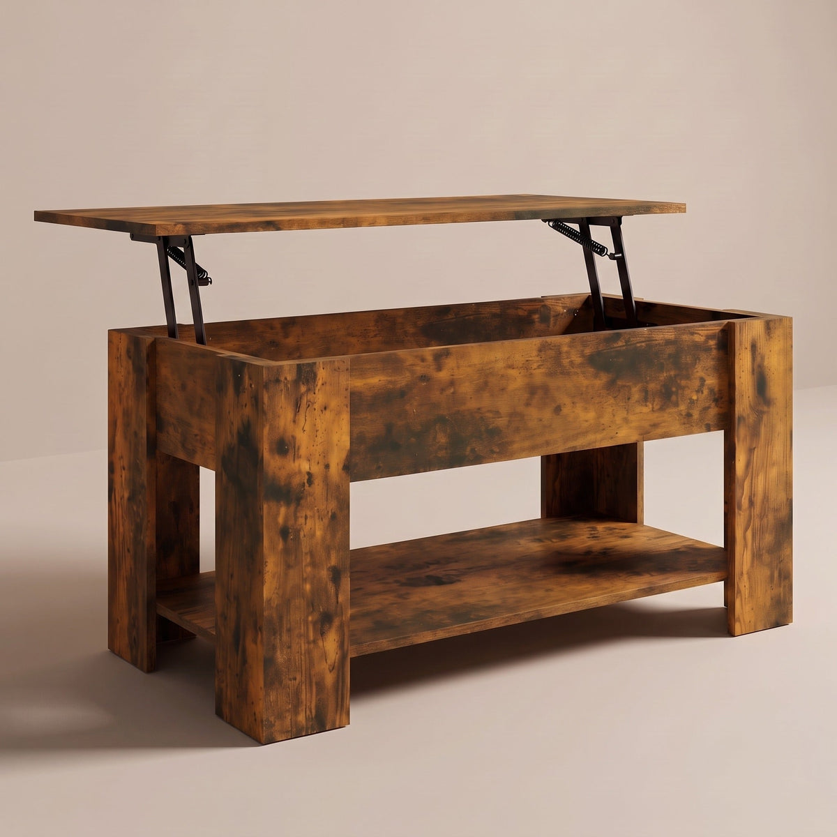 Table basse relevable Aveline en chêne fumé, plateau relevé #Dimensions_101 × 49 × 52 cm #Couleur_Chêne fumé