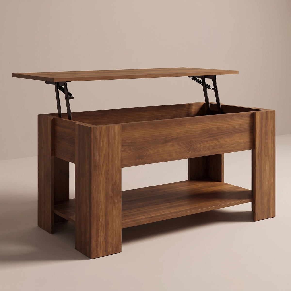 Table basse relevable Aveline en chêne marron, plateau relevé #Dimensions_101 × 49 × 52 cm #Couleur_Chêne marron