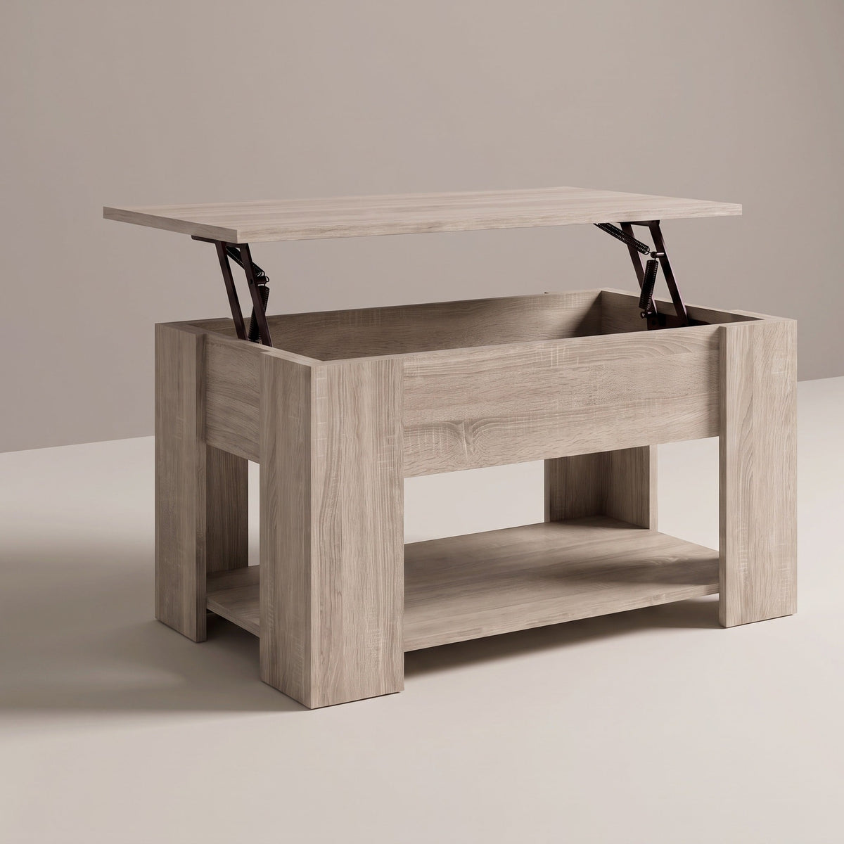 Table basse relevable Aveline 79 cm en chêne Sonoma, plateau relevé #Dimensions_79 × 49 × 41 cm #Couleur_Chêne Sonoma