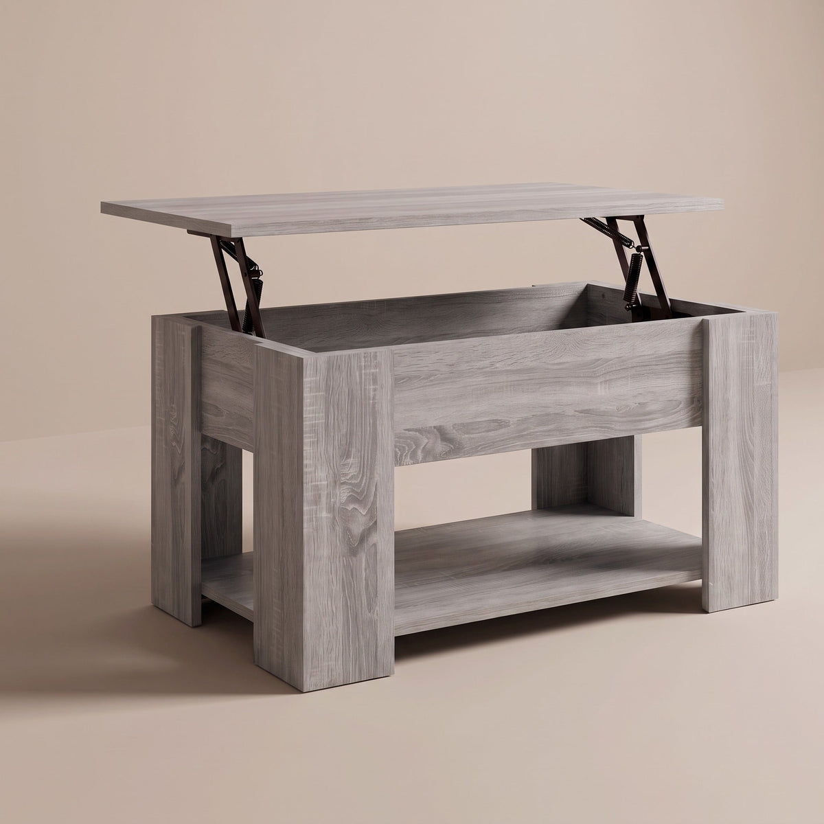 Table basse relevable Aveline 79 cm en Sonoma gris, plateau relevé #Dimensions_79 × 49 × 41 cm #Couleur_Sonoma gris