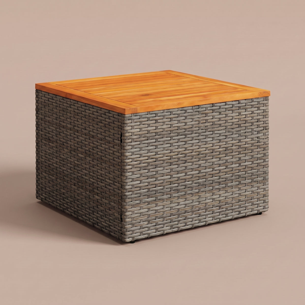 Table résine tressée Cabana, bois, gris, vue 3/4 #Matériau_Bois #Couleur_Gris
