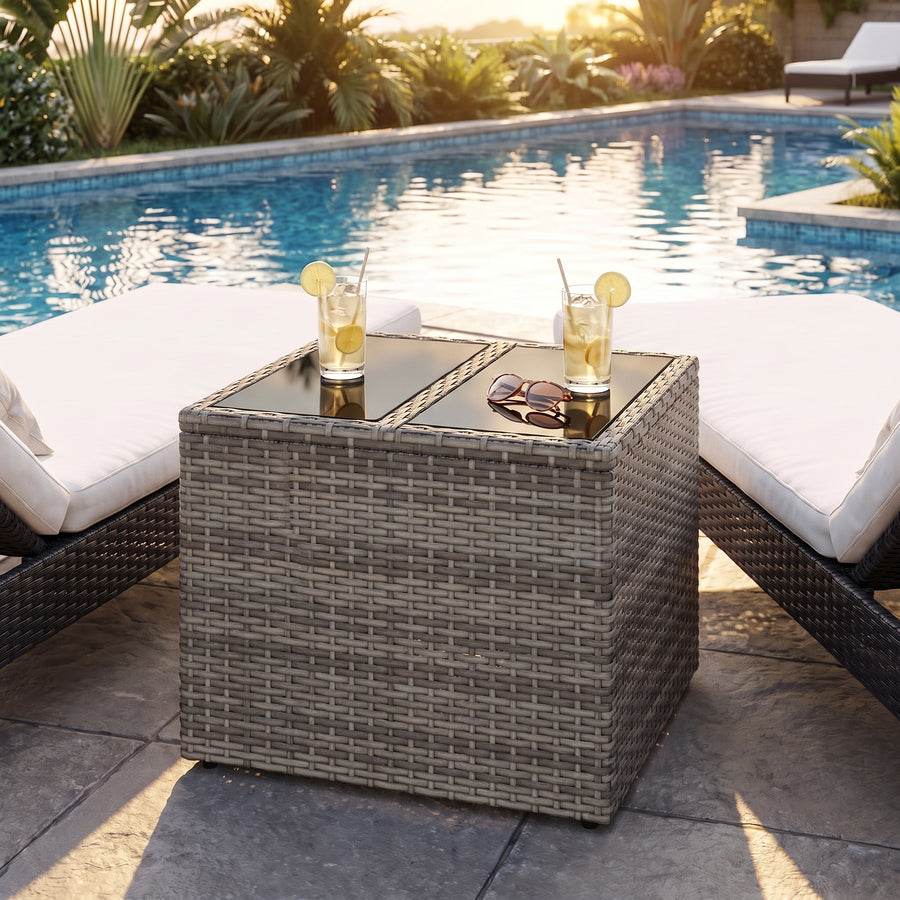 Cabana verre gris — l'esprit lounge au bord de la piscine