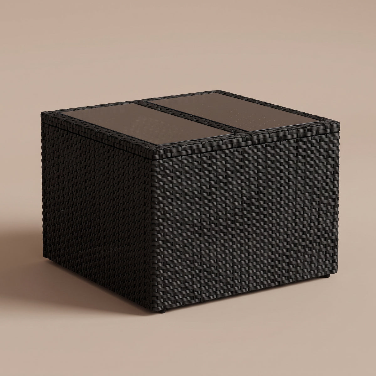 Table résine tressée Cabana, verre, noir, vue 3/4 #Matériau_Verre #Couleur_Noir