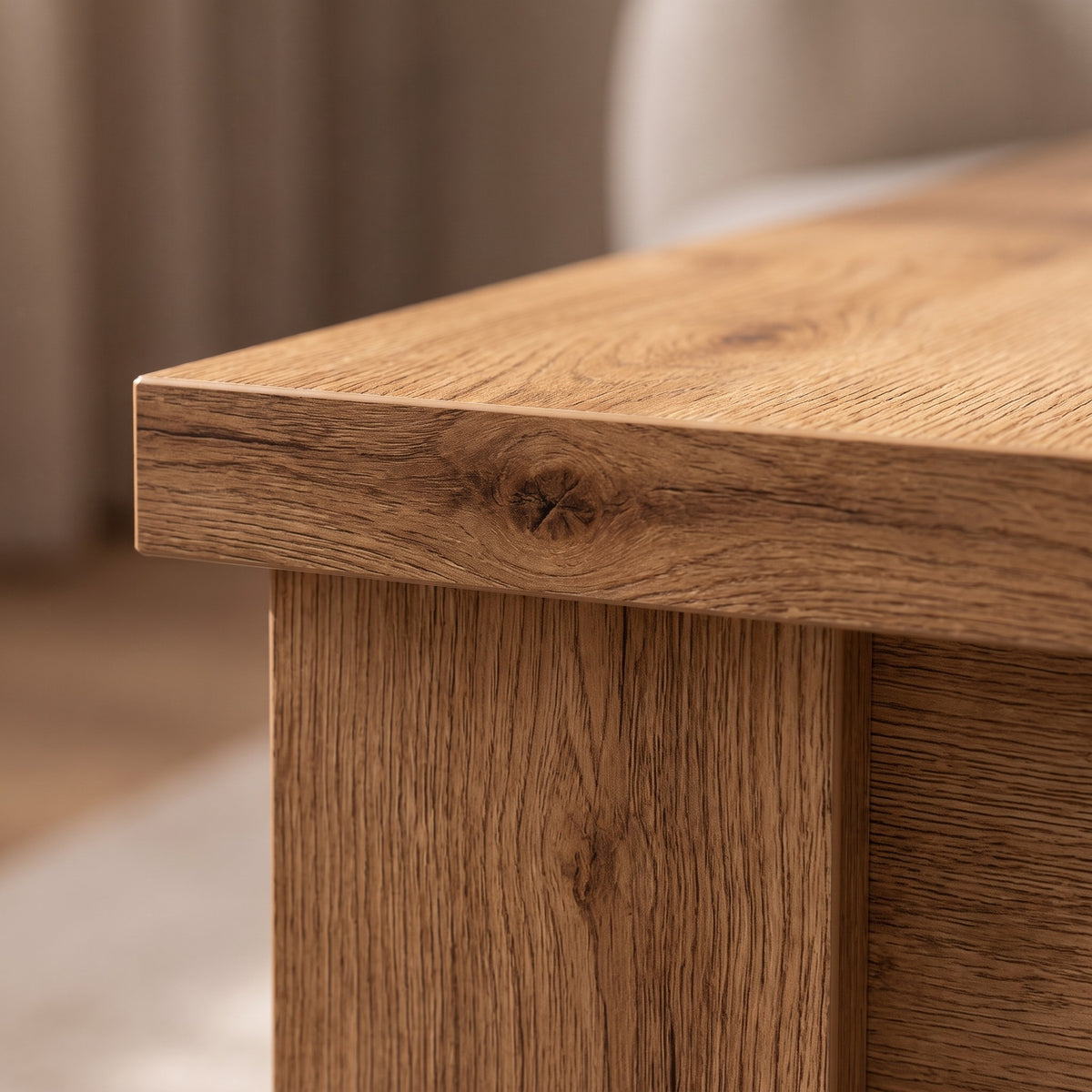 Table basse en bois Carmo, chêne artisanal – détail de la matière #Couleur_Chêne artisanal