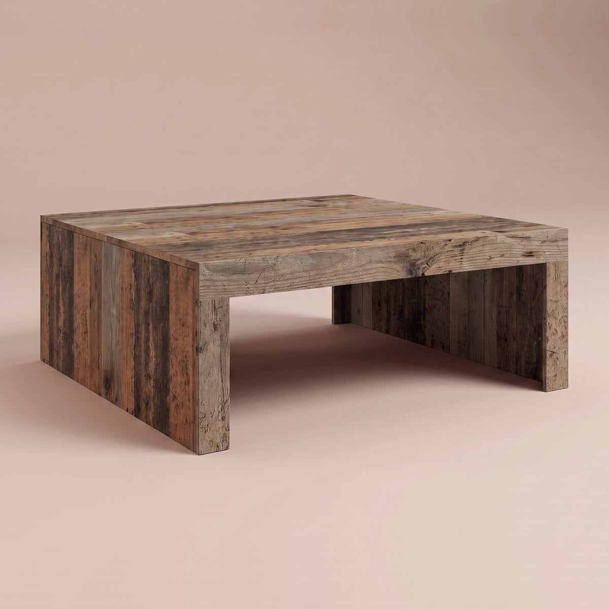 Table basse en bois Carmo, bois ancien – vue trois quarts #Couleur_Bois ancien