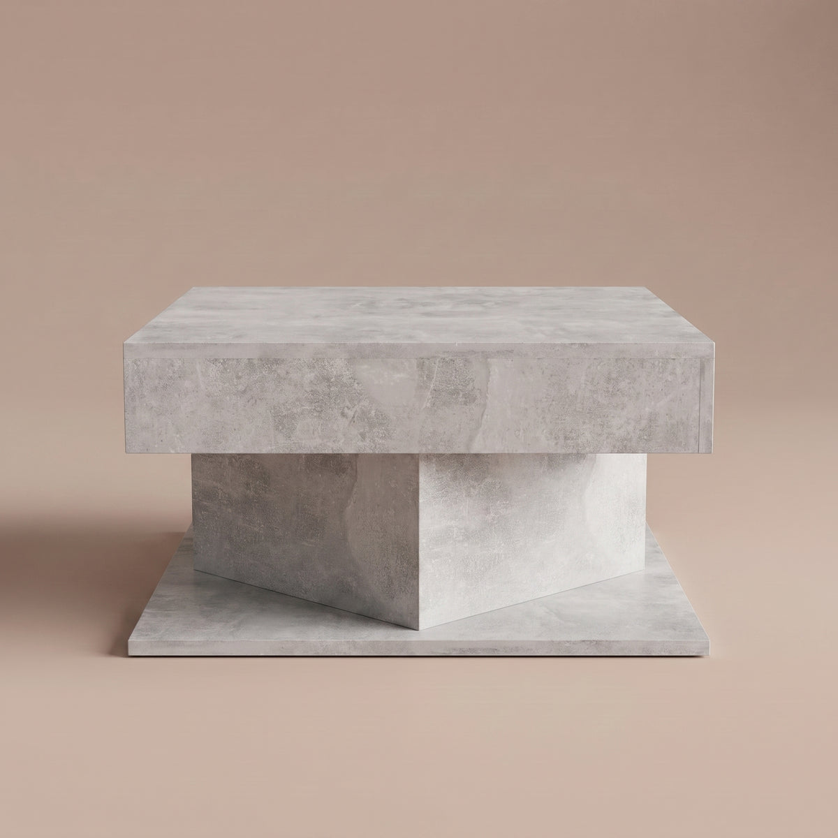 Table Dado gris béton, vue de face, colonne centrale en losange #Couleur_Gris béton