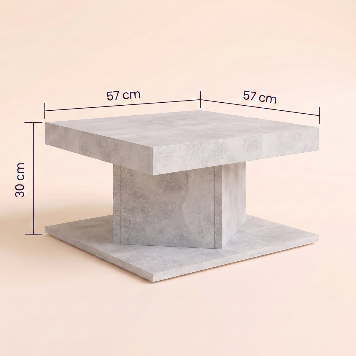Dimensions de la table Dado : 57 x 57 cm, 30 cm de haut #Couleur_Gris béton