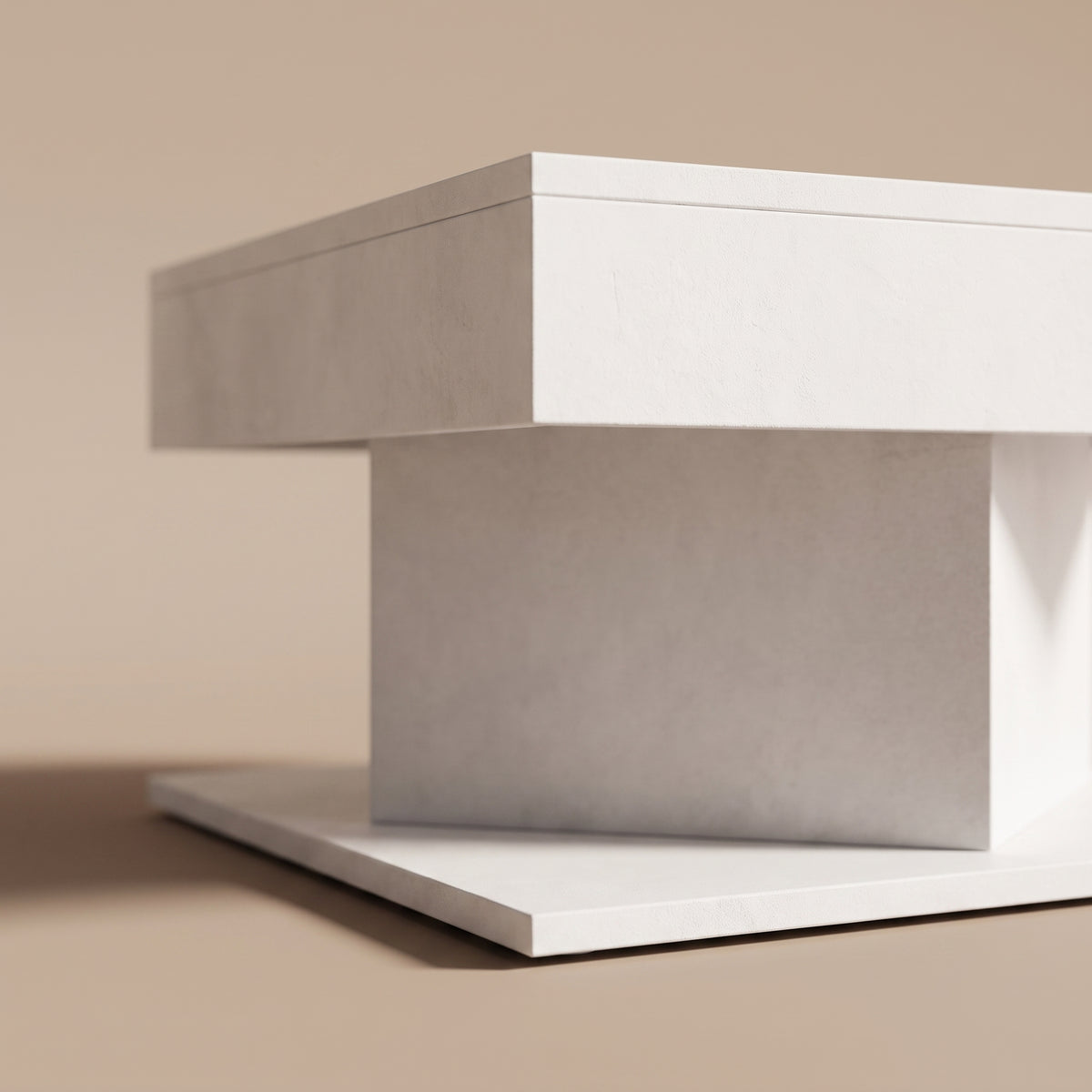 Zoom sur les trois strates de la table Dado blanc #Couleur_Blanc