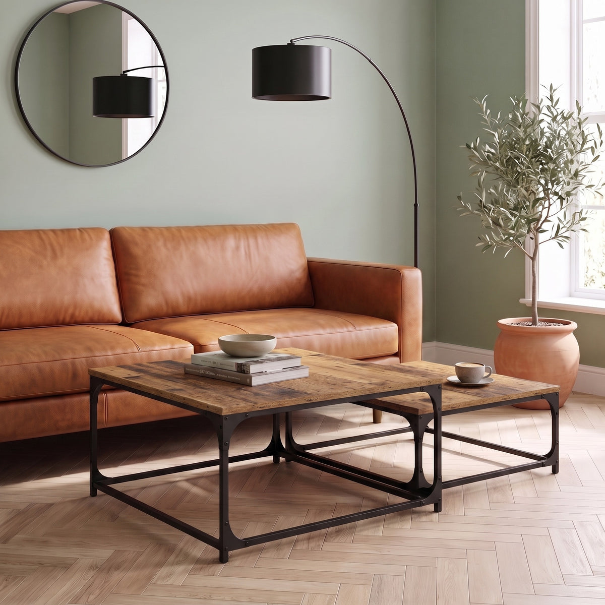 Gigognes carrées Duetta, vieux bois – en situation dans un salon #Couleur_Vieux bois