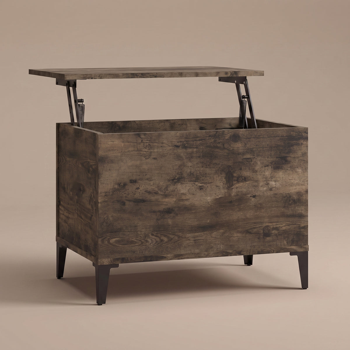 Table basse relevable Elva chêne fumé, plateau relevé sur double mécanisme à ressorts #Dimensions_60 × 44,5 × 45 cm #Couleur_Chêne fumé