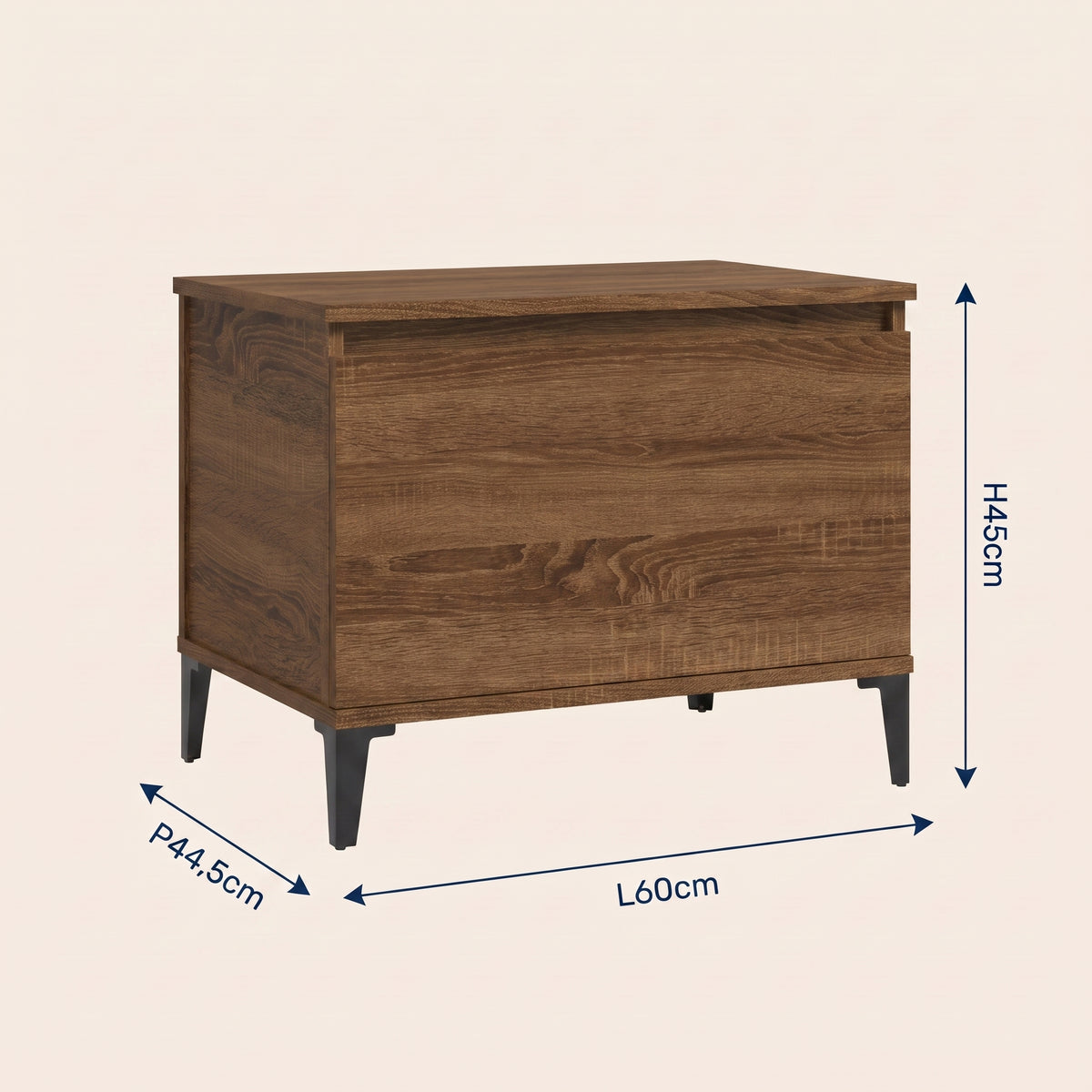 Dimensions de la table basse relevable Elva chêne marron #Dimensions_60 × 44,5 × 45 cm #Couleur_Chêne marron