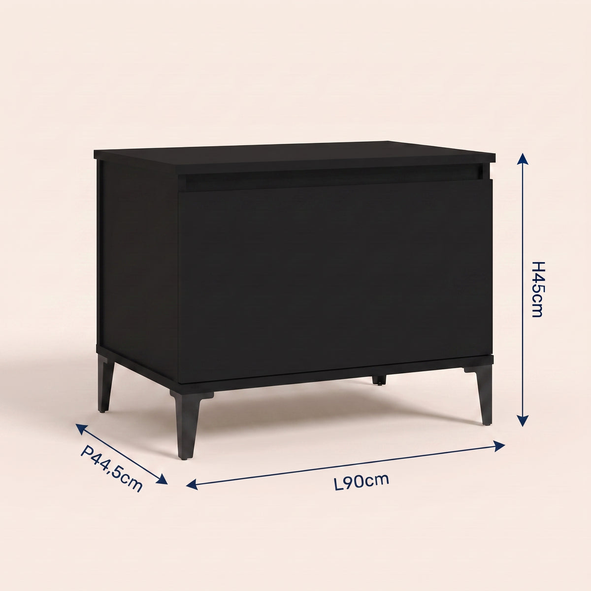 Dimensions de la table basse relevable Elva noir #Dimensions_90 × 44,5 × 45 cm #Couleur_Noir
