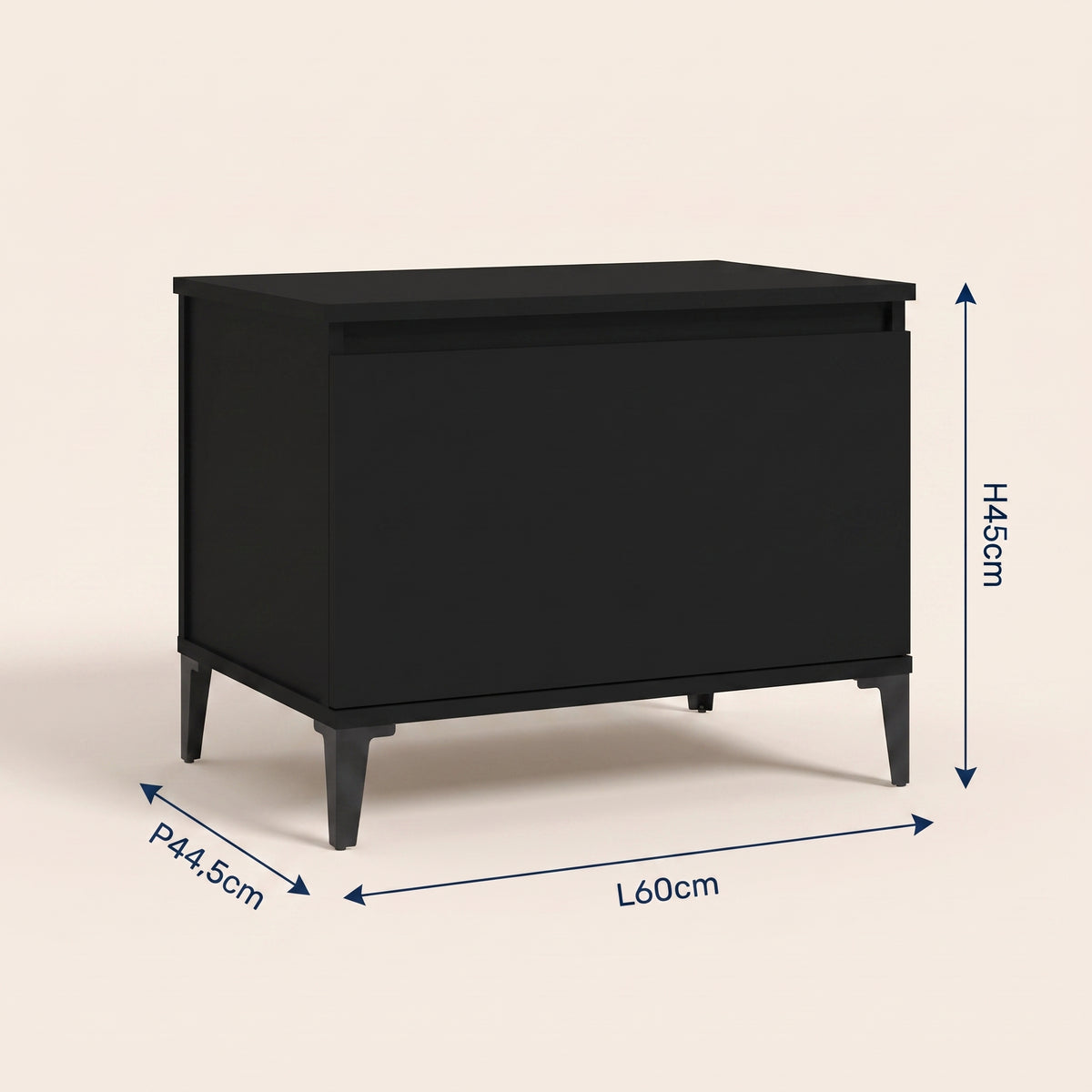 Dimensions de la table basse relevable Elva noir #Dimensions_60 × 44,5 × 45 cm #Couleur_Noir