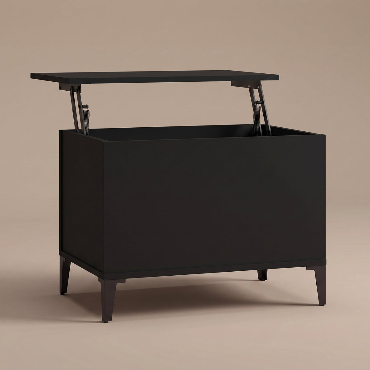 Table basse relevable Elva noir, plateau relevé sur double mécanisme à ressorts #Dimensions_60 × 44,5 × 45 cm #Couleur_Noir