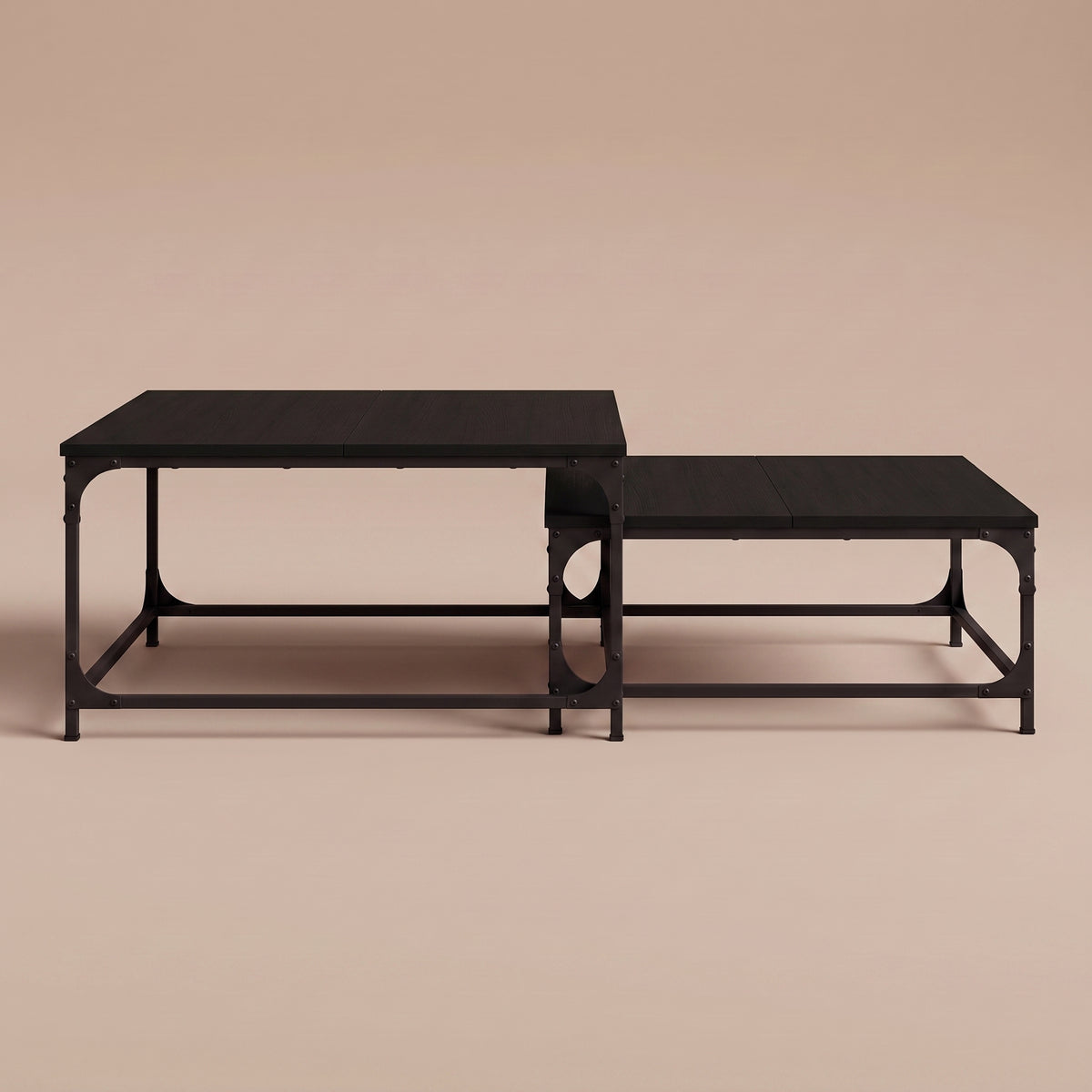 Tables gigognes Gemella noir, séparées vues de face #Couleur_Noir