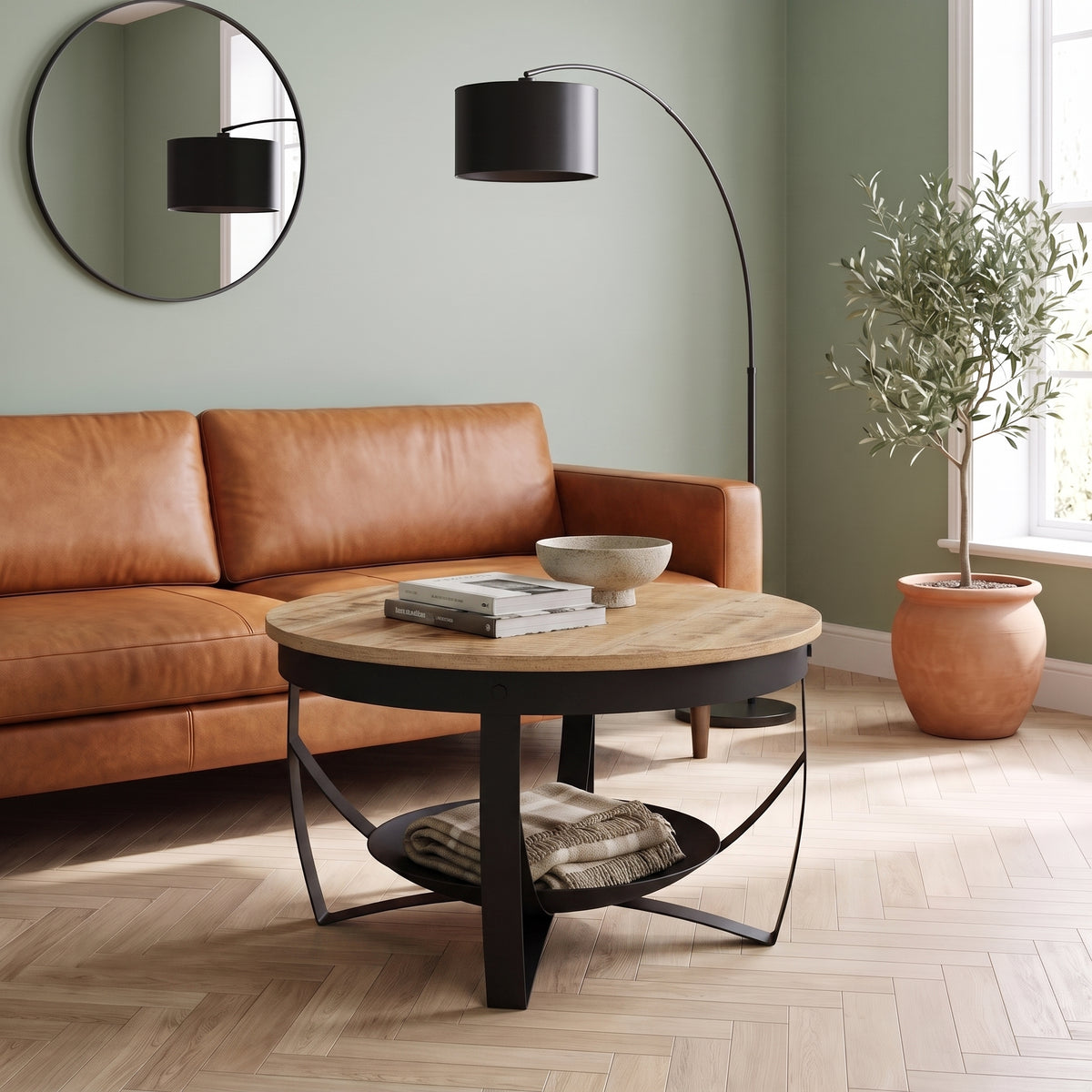 Table Halo bois naturel dans un salon lumineux #Couleur_Bois naturel