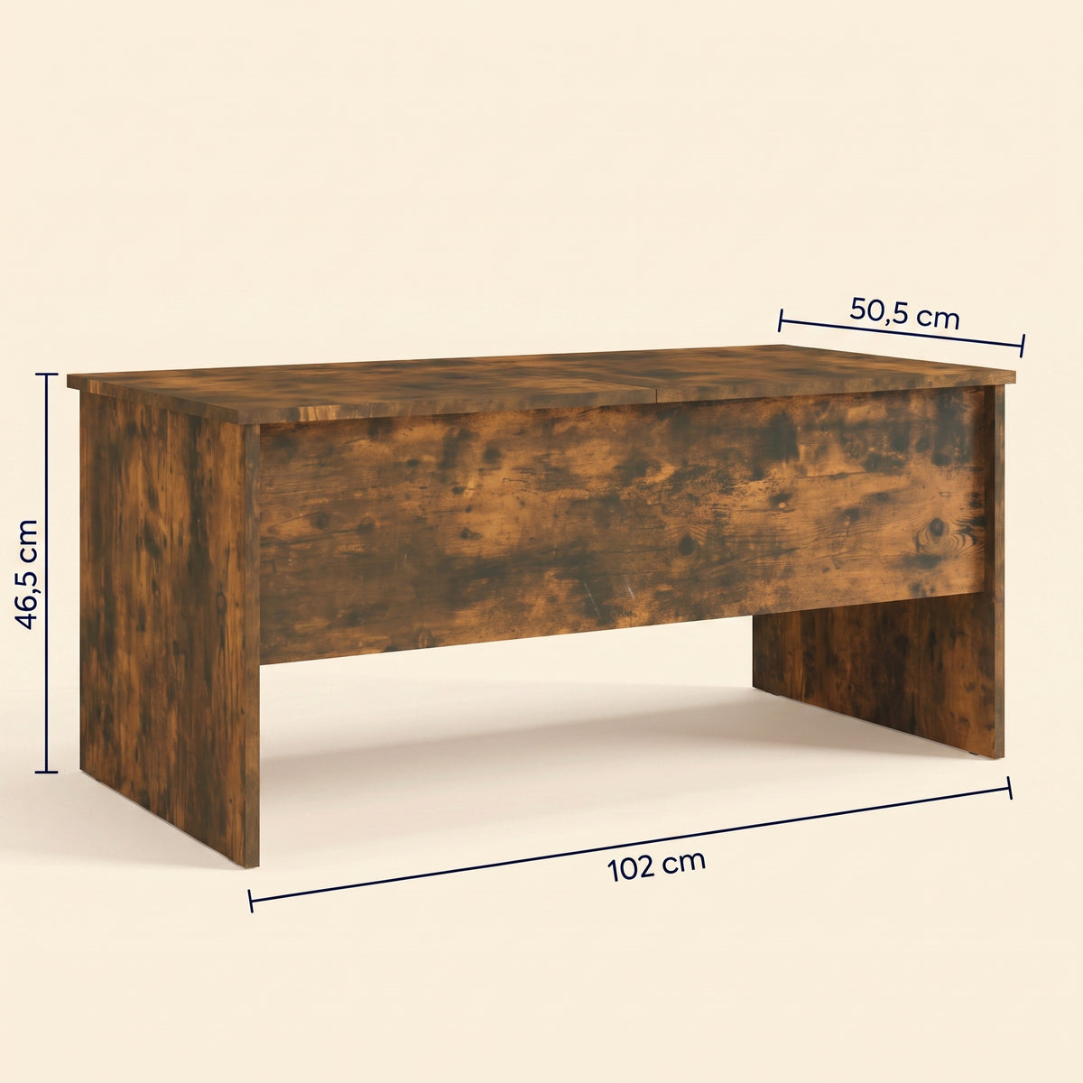 Table relevable Maela, chêne fumé, 102 × 50,5 × 46,5 cm, dimensions #Couleur_Chêne fumé #Dimensions_102 × 50,5 × 46,5 cm