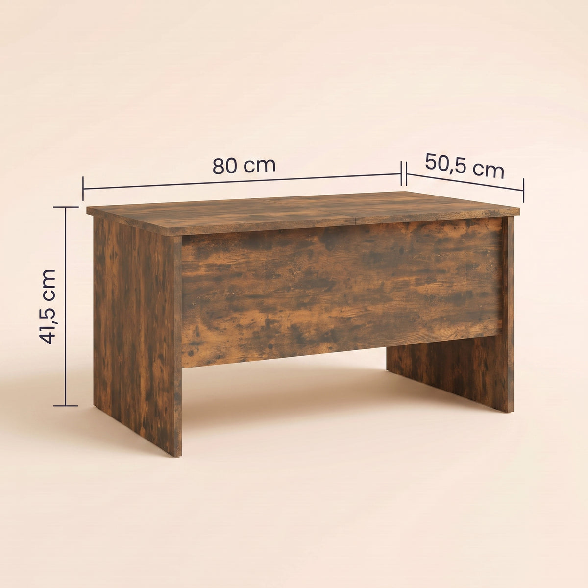 Table relevable Maela, chêne fumé, 80 × 50,5 × 41,5 cm, dimensions #Couleur_Chêne fumé #Dimensions_80 × 50,5 × 41,5 cm