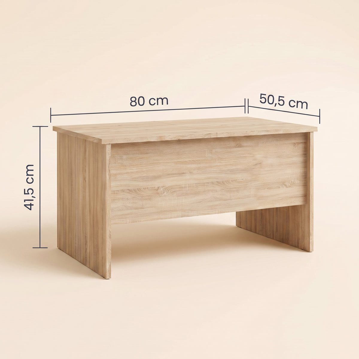 Table relevable Maela, chêne sonoma, 80 × 50,5 × 41,5 cm, dimensions #Couleur_Chêne Sonoma #Dimensions_80 × 50,5 × 41,5 cm