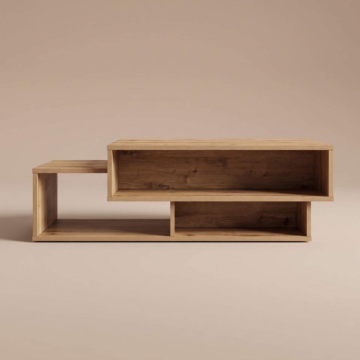 Table avec étagère Mezza, chêne artisanal, vue de face #Couleur_Chêne artisanal