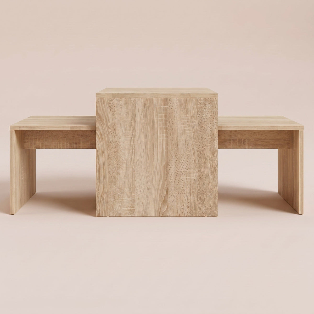 Tables gigognes Nesta chêne sonoma, vue de face #Couleur_Chêne sonoma