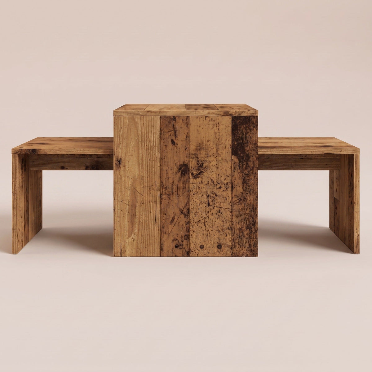 Tables gigognes Nesta vieux bois, vue de face #Couleur_Vieux bois