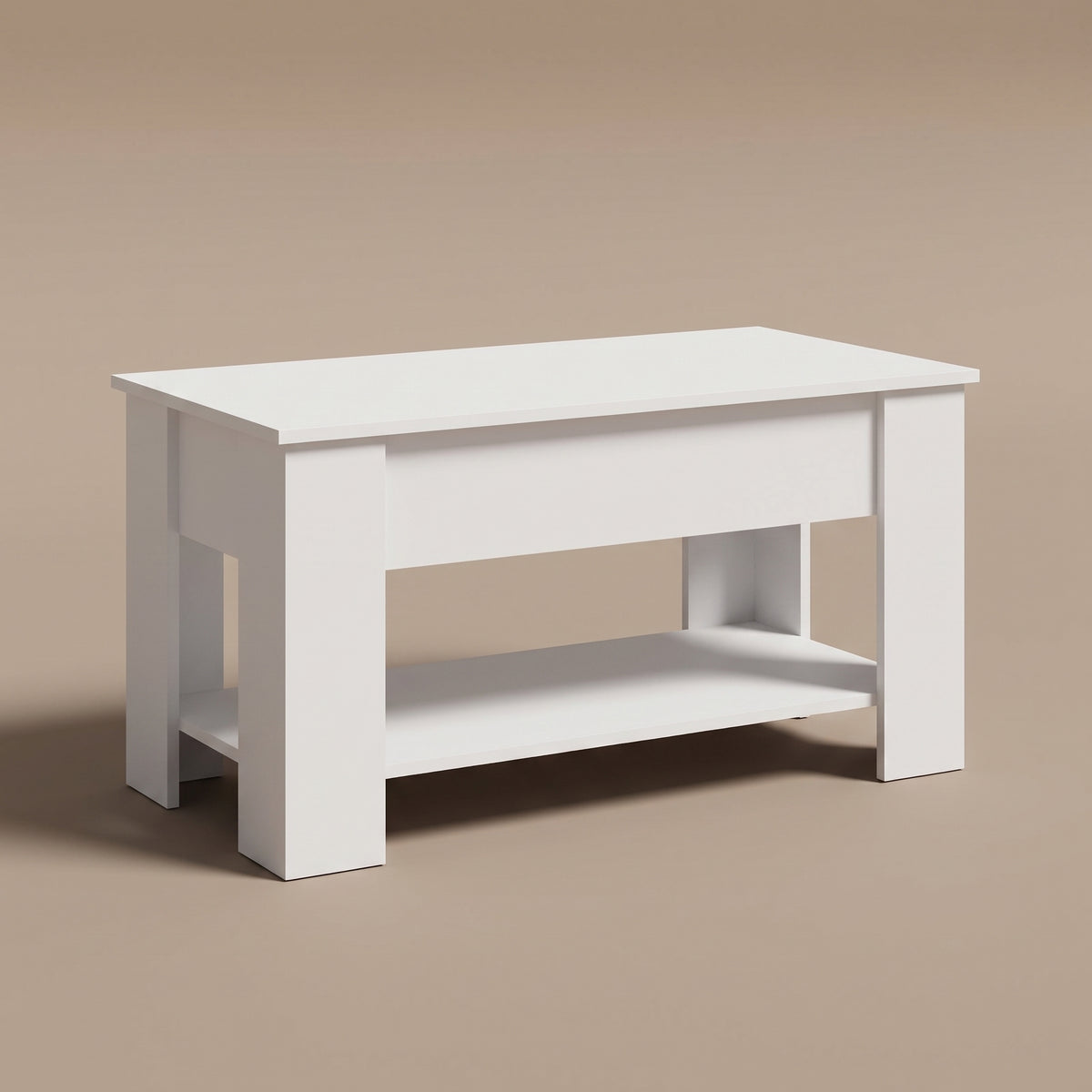 Table relevable Onda, blanc, vue de trois quarts, plateau fermé #Couleur_Blanc #Dimensions_101 × 49 × 52 cm