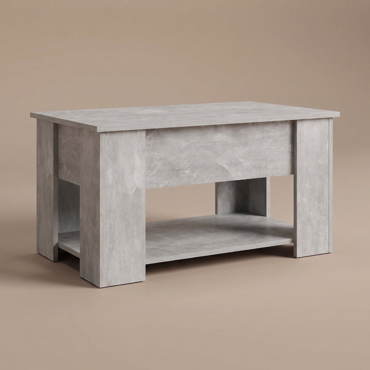 Table relevable Onda, gris béton, vue de trois quarts, plateau fermé #Couleur_Gris béton #Dimensions_79 × 49 × 41 cm