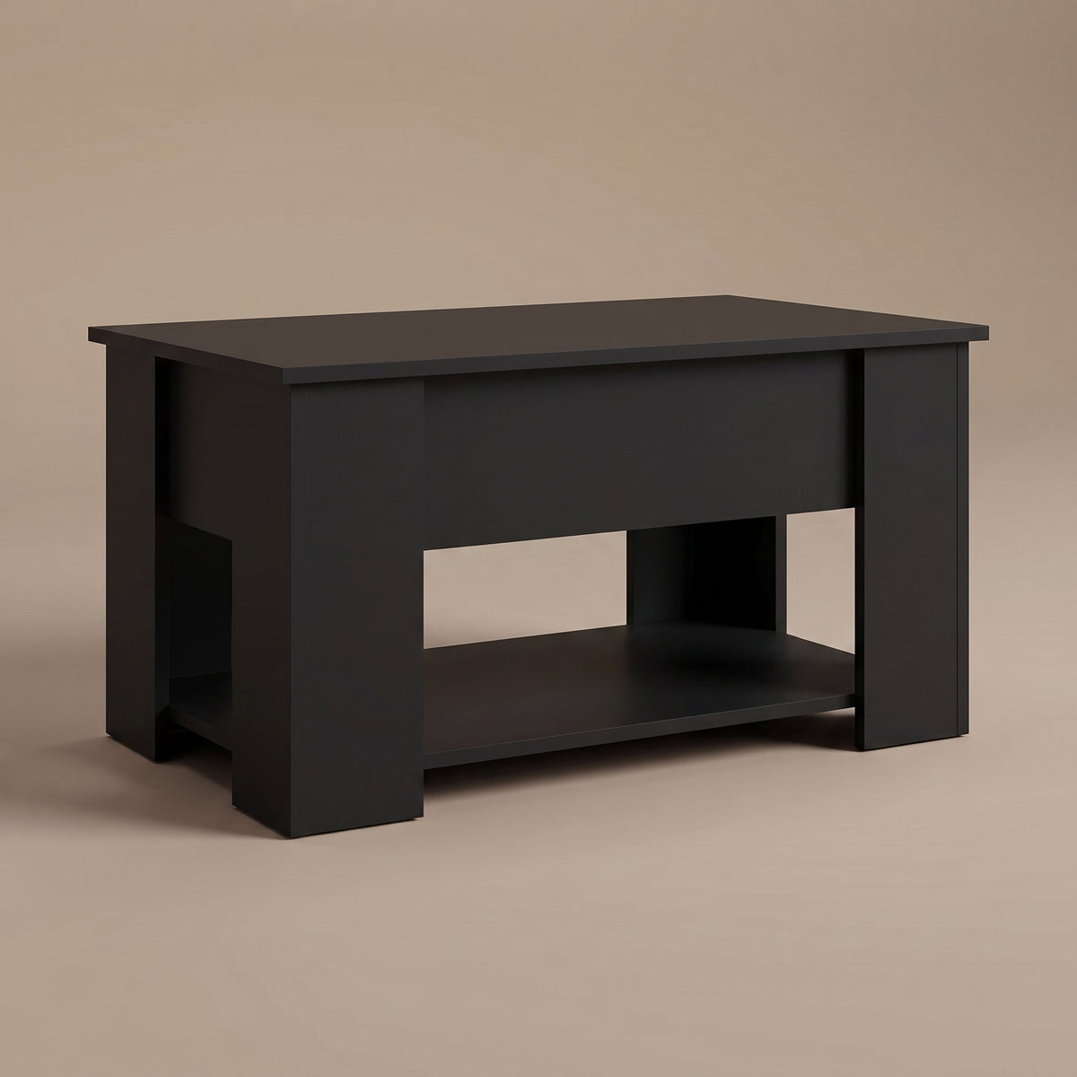 Table relevable Onda, noir, vue de trois quarts, plateau fermé #Couleur_Noir #Dimensions_79 × 49 × 41 cm