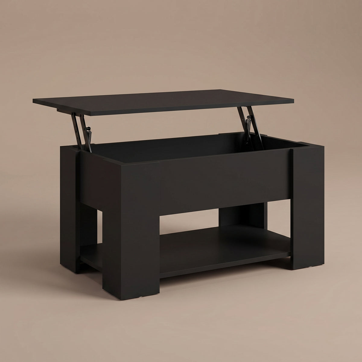 Table relevable Onda, noir, plateau relevé par vérins #Couleur_Noir #Dimensions_79 × 49 × 41 cm
