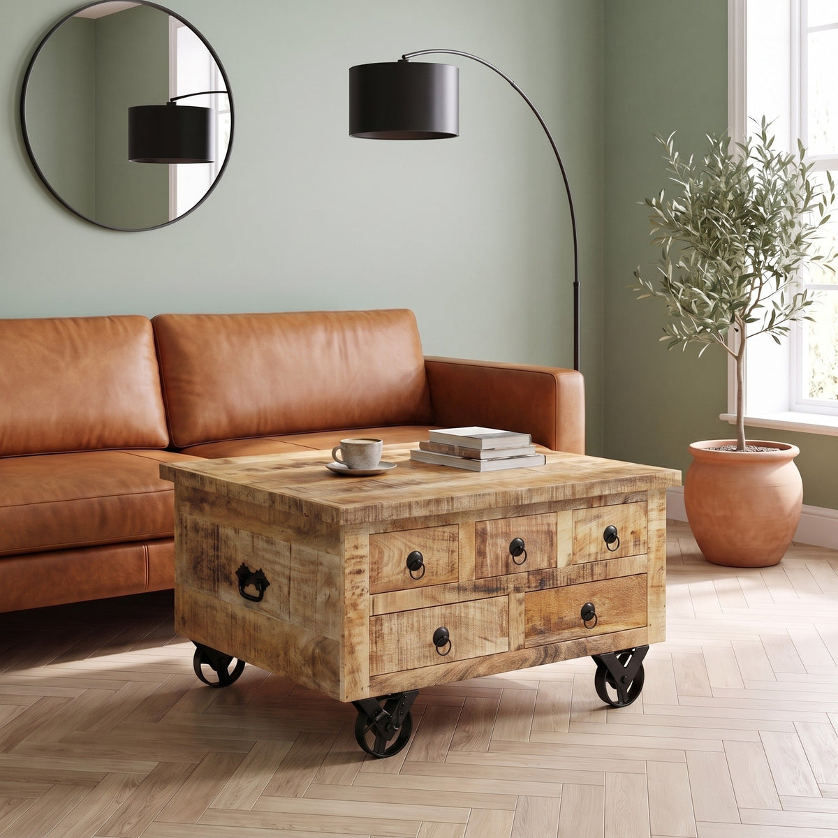 Table coffre Origo dans un salon — Maison Rovena