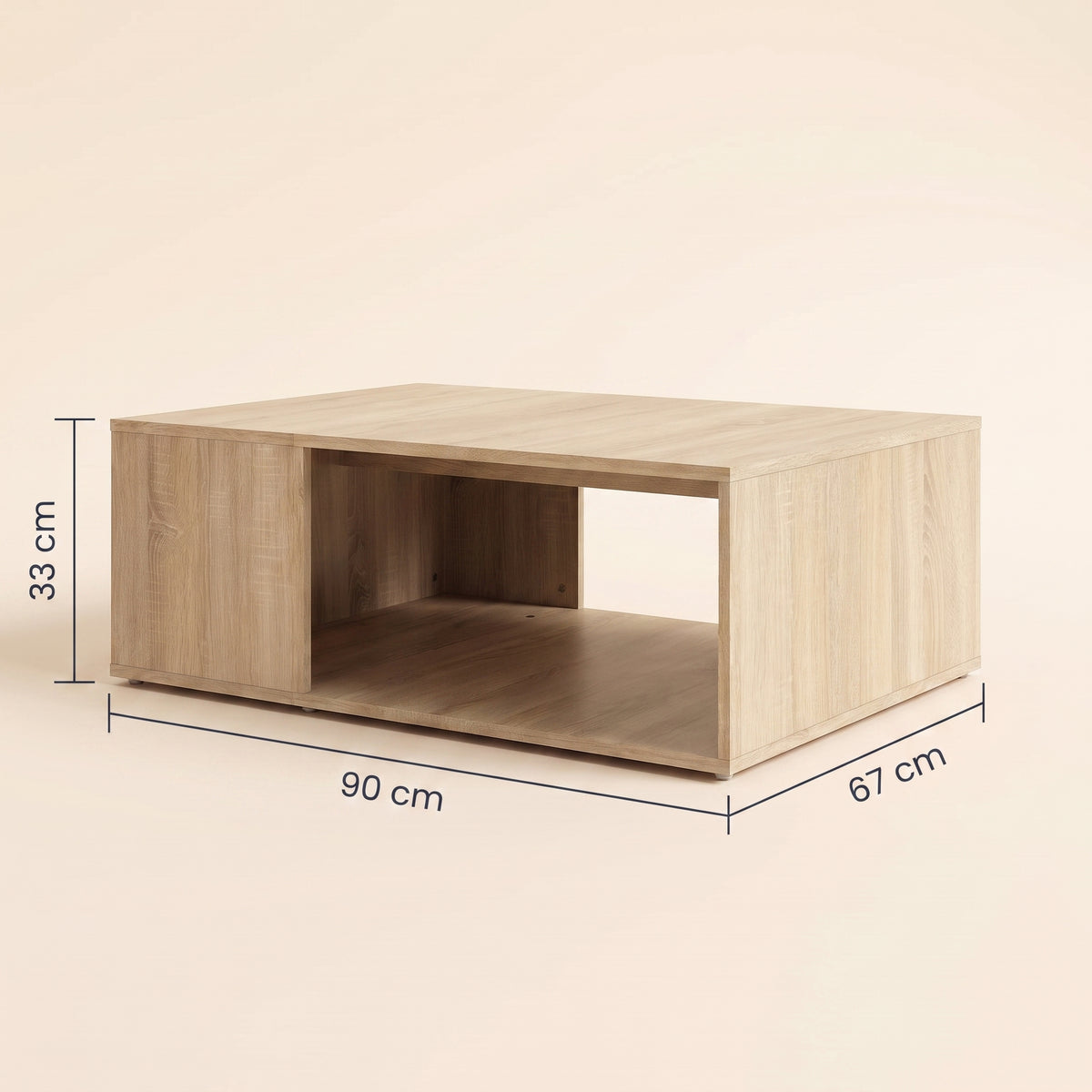Table basse Otava, chêne sonoma, dimensions 90 × 67 × 33 cm #Couleur_Chêne sonoma