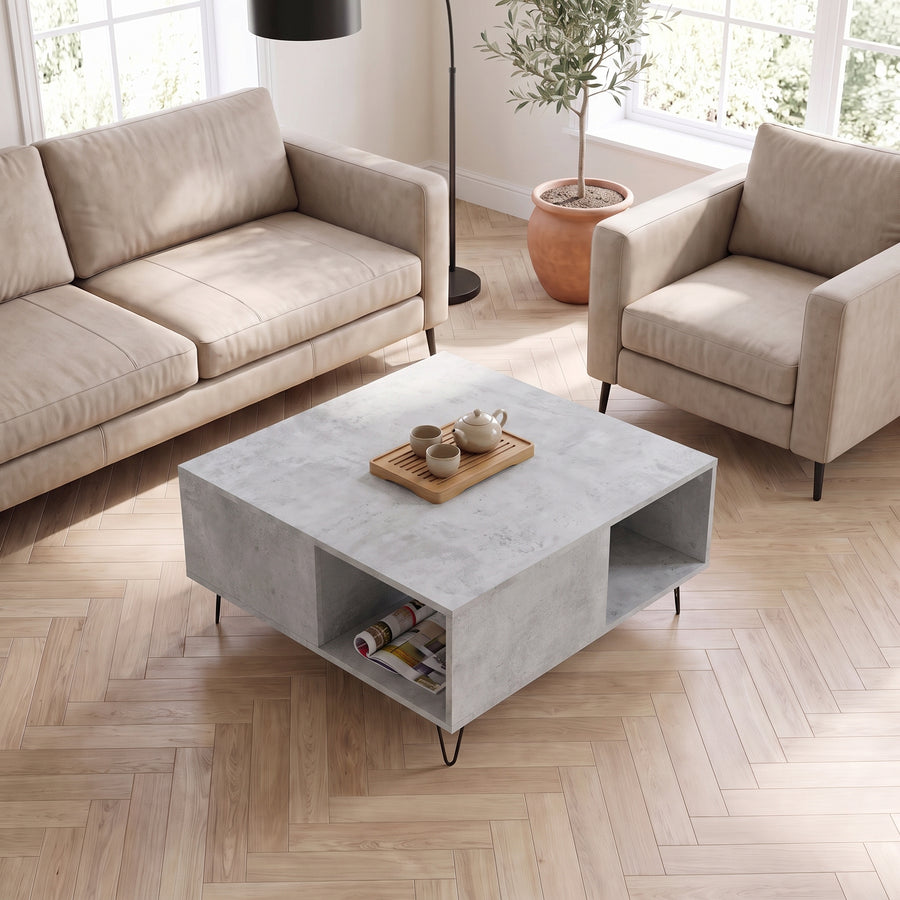 Quadra gris béton — une niche de chaque côté