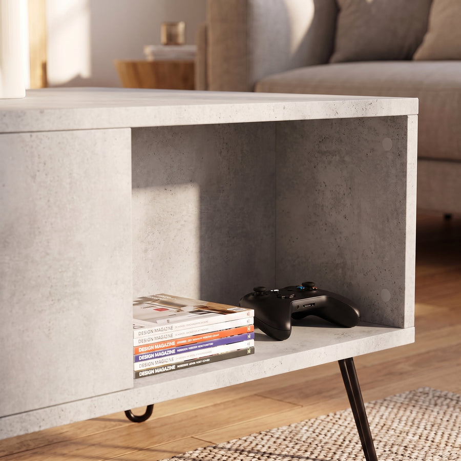 Quadra gris béton — la niche en façade, fond plein