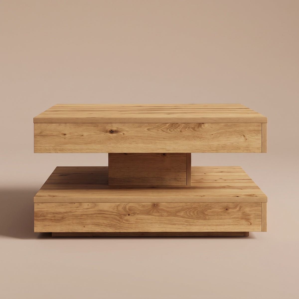 Table basse rotative Rondo, chêne artisanal – vue de face #Couleur_Chêne artisanal