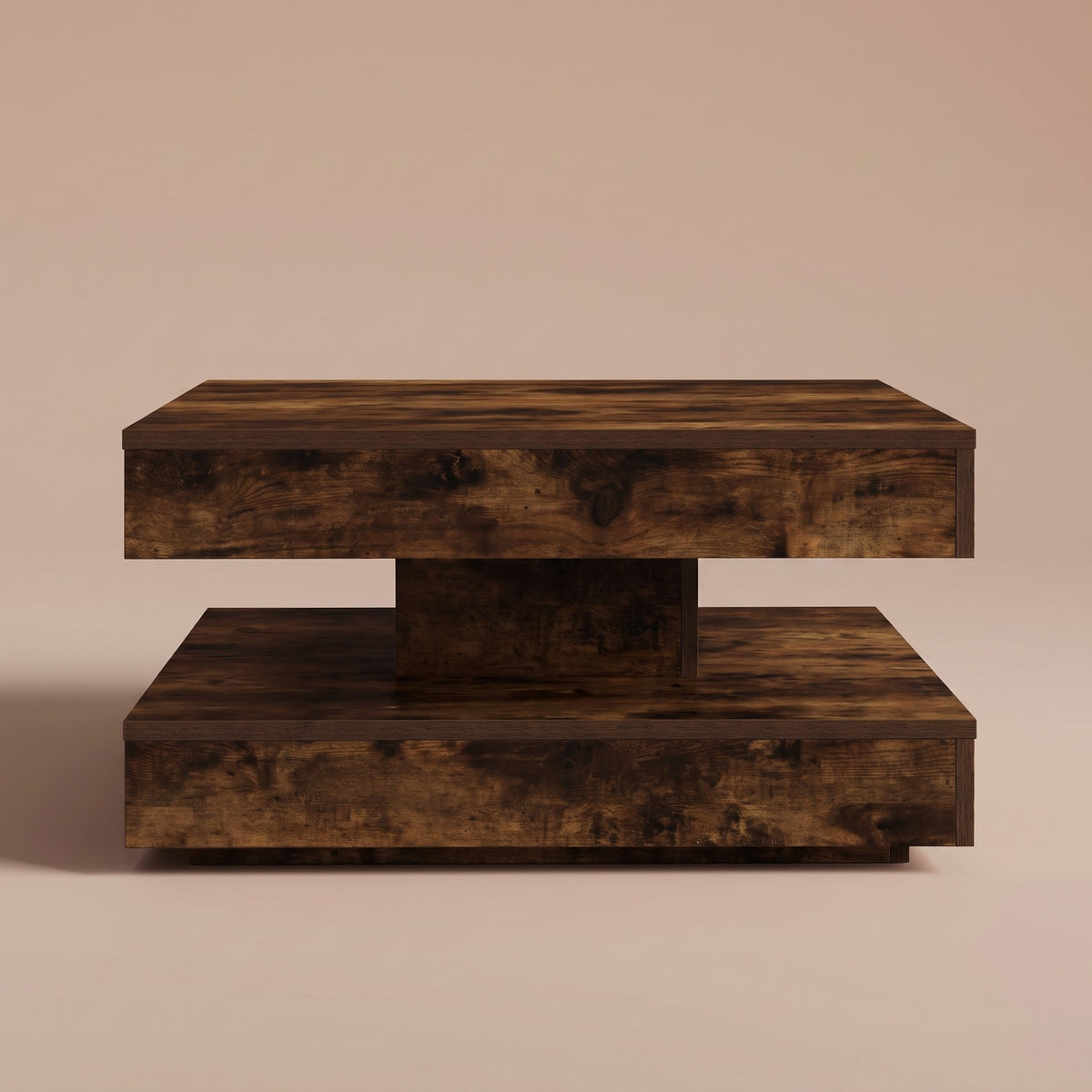 Table basse rotative Rondo, chêne fumé – vue de face #Couleur_Chêne fumé