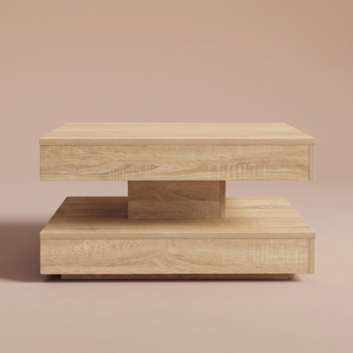 Table basse rotative Rondo, chêne Sonoma – vue de face #Couleur_Chêne Sonoma