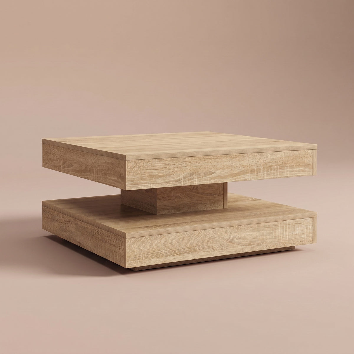 Table basse rotative Rondo, chêne Sonoma – vue trois quarts #Couleur_Chêne Sonoma