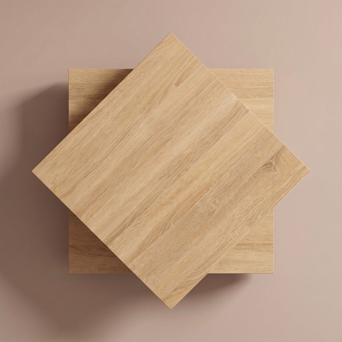 Table basse rotative Rondo, chêne Sonoma – plateau pivoté à 45°, vue de dessus #Couleur_Chêne Sonoma