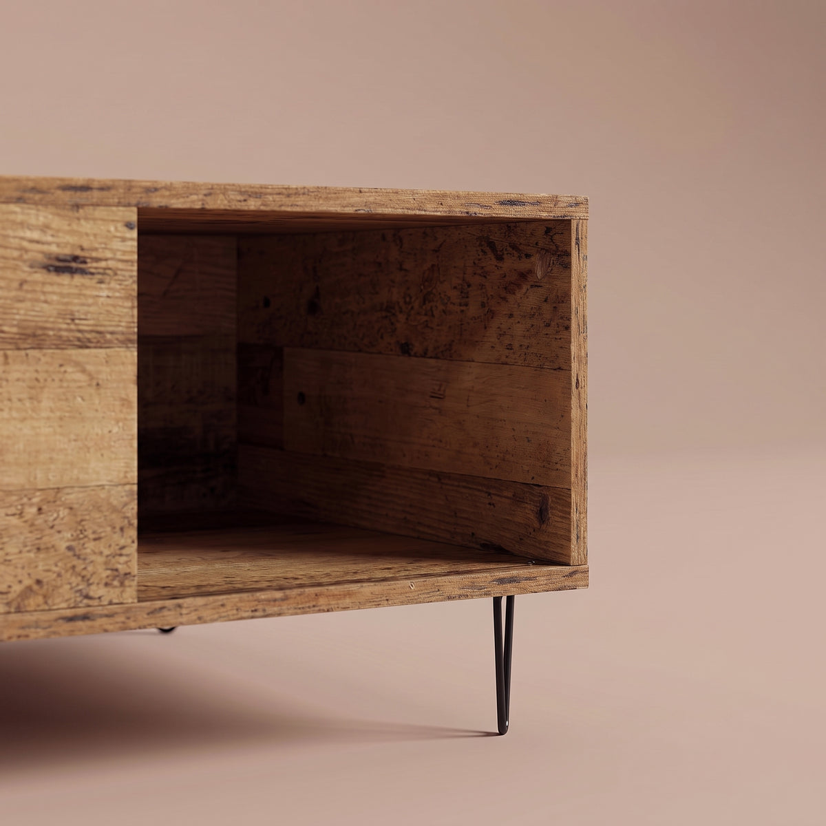 Zoom sur la niche et le pied épingle de la Savia bois ancien #Couleur_Bois ancien