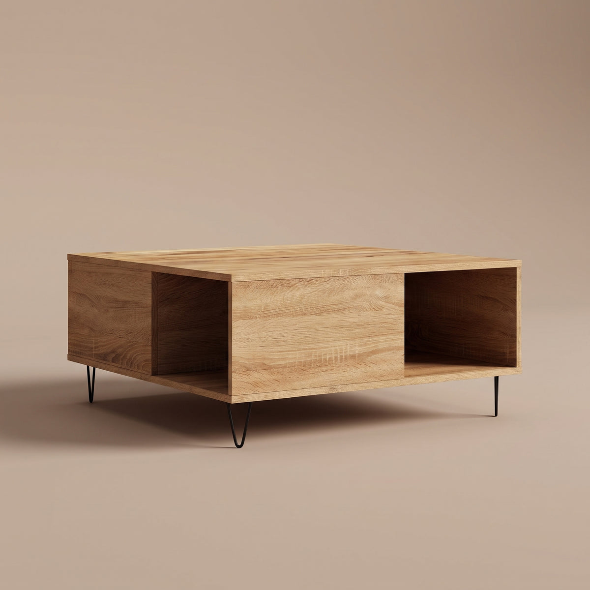 Table avec niche Savia, chêne artisanal, vue 3/4 #Couleur_Chêne artisanal