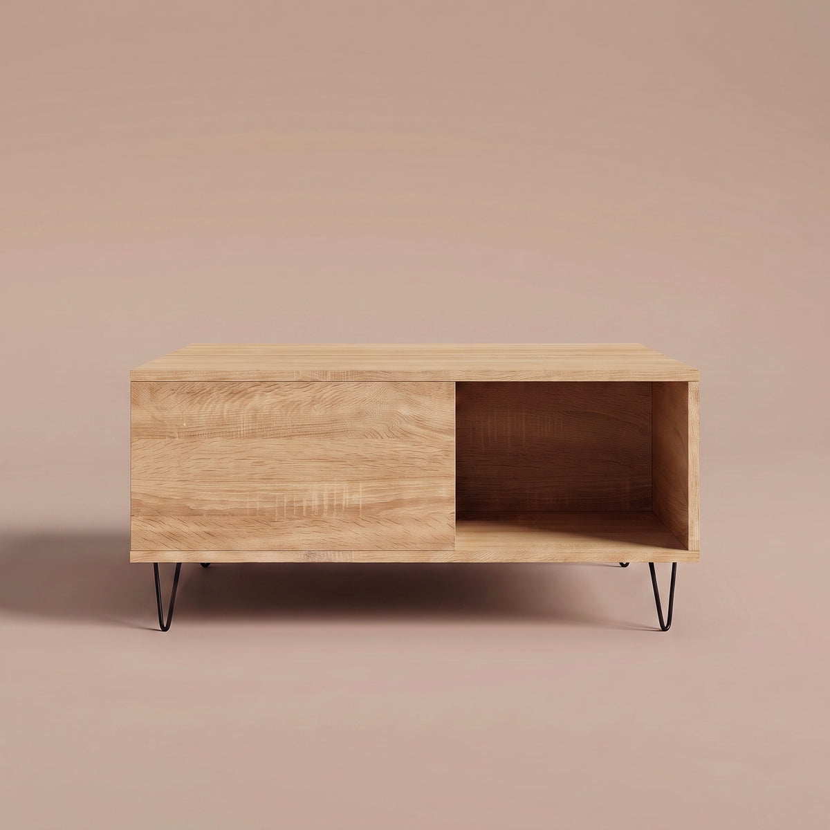 Table Savia chêne sonoma, vue de face, niche de 33 cm #Couleur_Chêne sonoma