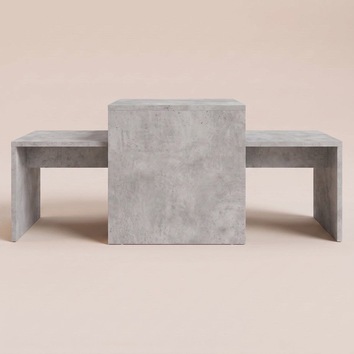 Tables gigognes Solna gris béton, vue de face #Couleur_Gris béton