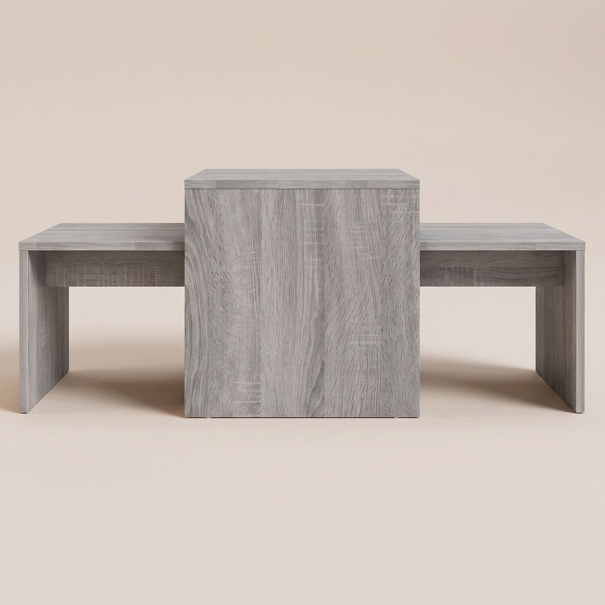 Tables gigognes Solna sonoma gris, vue de face #Couleur_Sonoma gris