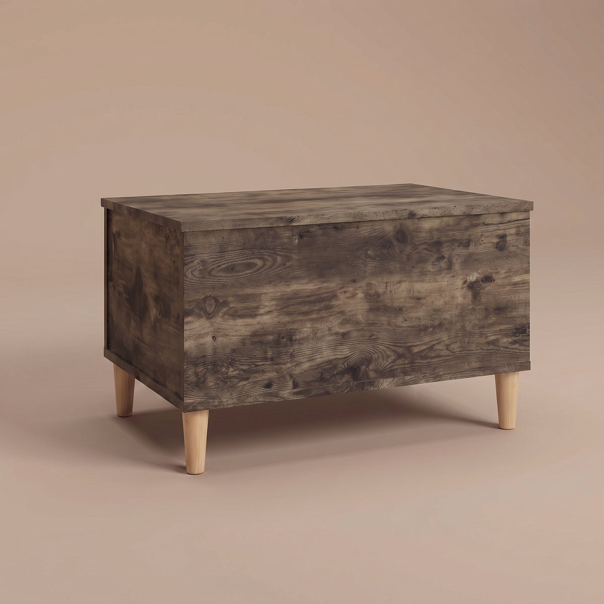Table basse relevable Sylva chêne fumé fermée, pieds coniques en bois naturel #Dimensions_90 × 44,5 × 45 cm #Couleur_Chêne fumé