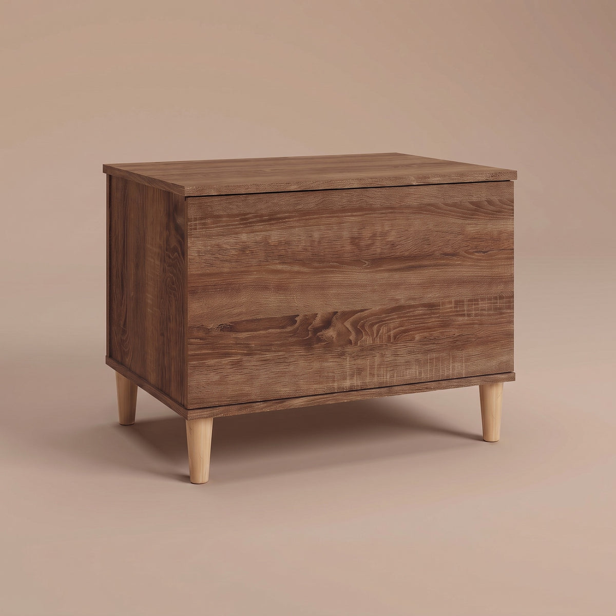 Table basse relevable Sylva chêne marron fermée, pieds coniques en bois naturel #Dimensions_60 × 44,5 × 45 cm #Couleur_Chêne marron