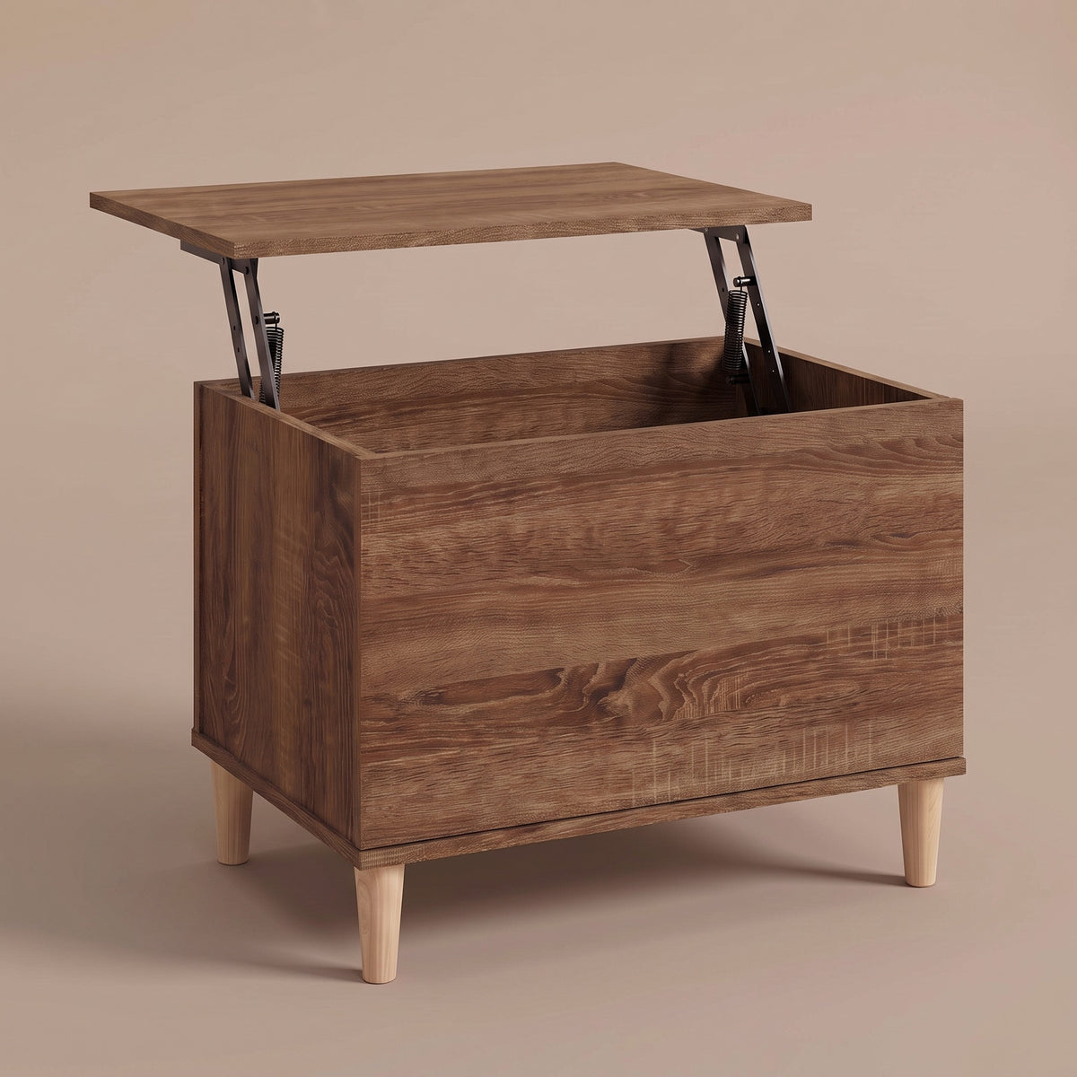 Table basse relevable Sylva chêne marron, plateau relevé sur double mécanisme à ressorts #Dimensions_60 × 44,5 × 45 cm #Couleur_Chêne marron