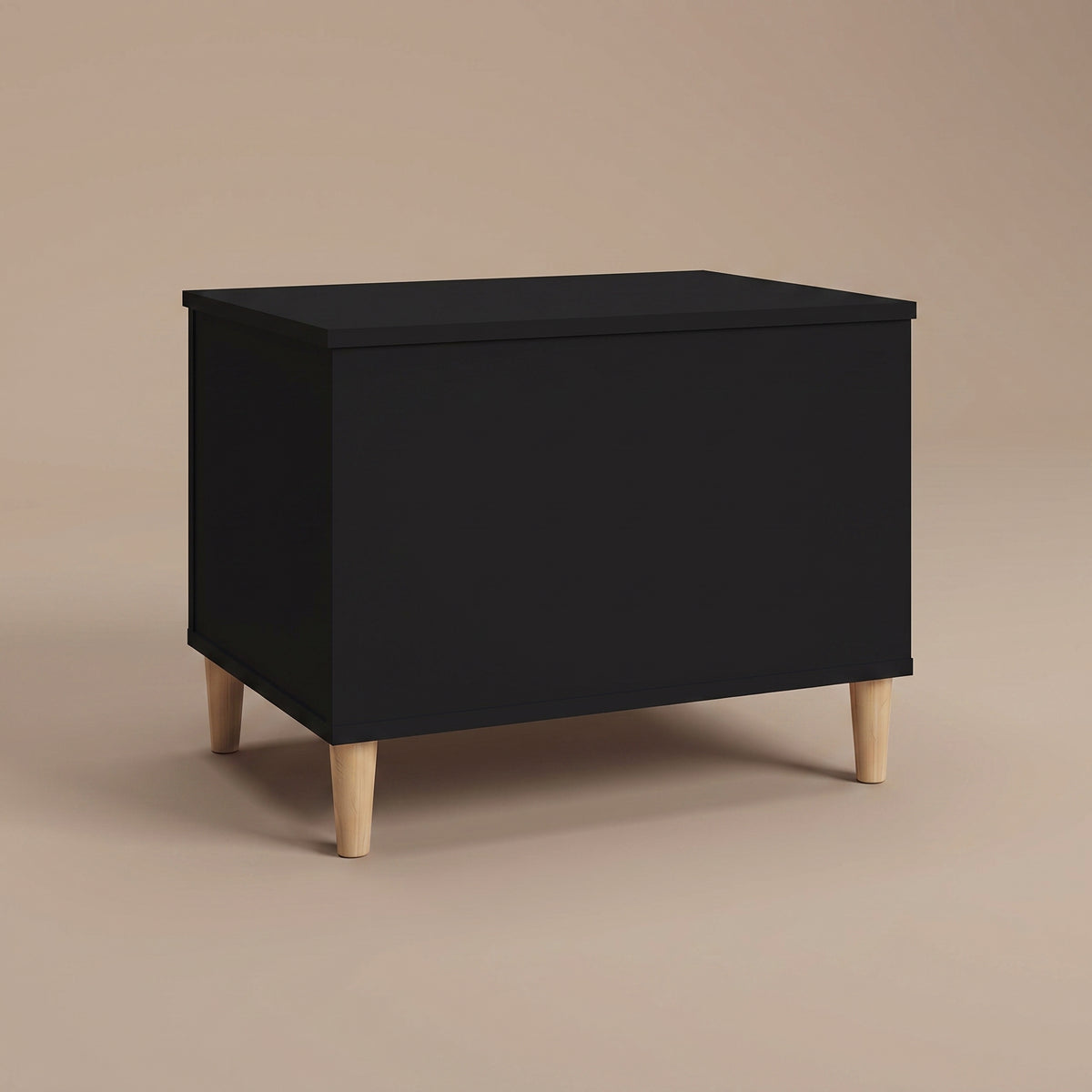 Table basse relevable Sylva noir fermée, pieds coniques en bois naturel #Dimensions_60 × 44,5 × 45 cm #Couleur_Noir